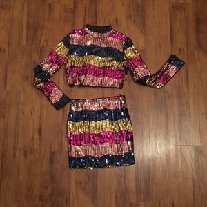 Sequin Skirt Set